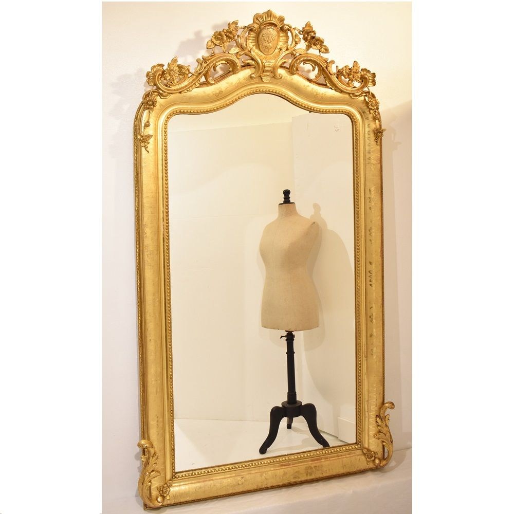 A antique glass gold wall mirror elegant mirror gilt framed mirror 19th century.jpg